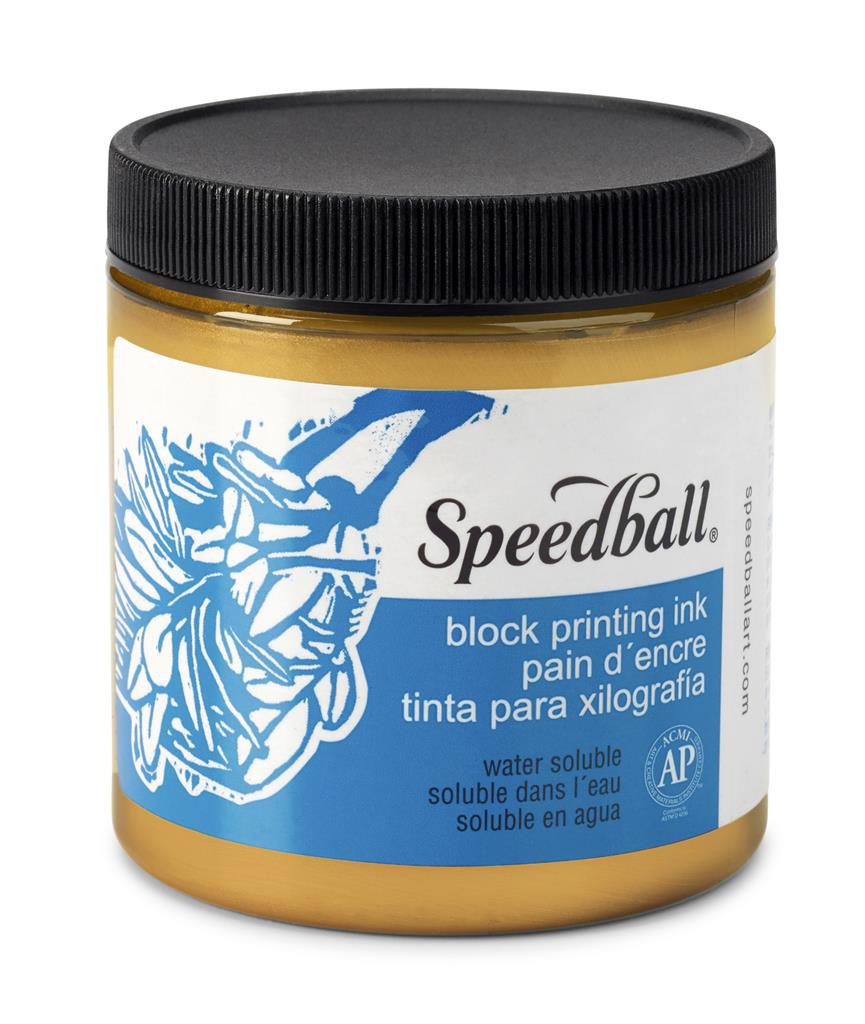 Speedball Water-Soluble Block Printing Ink Gold 8oz (3813)