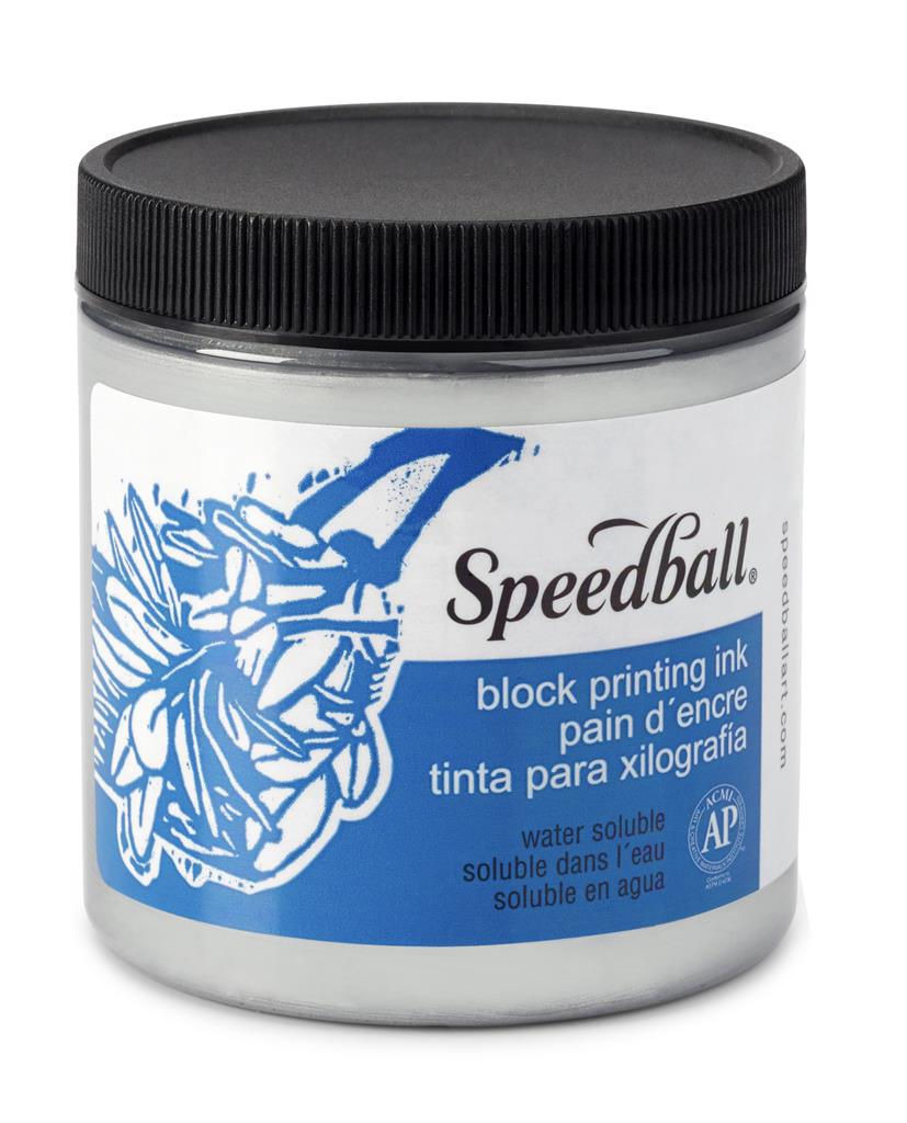 Speedball Water-Soluble Block Printing Ink Silver 8oz (3814)