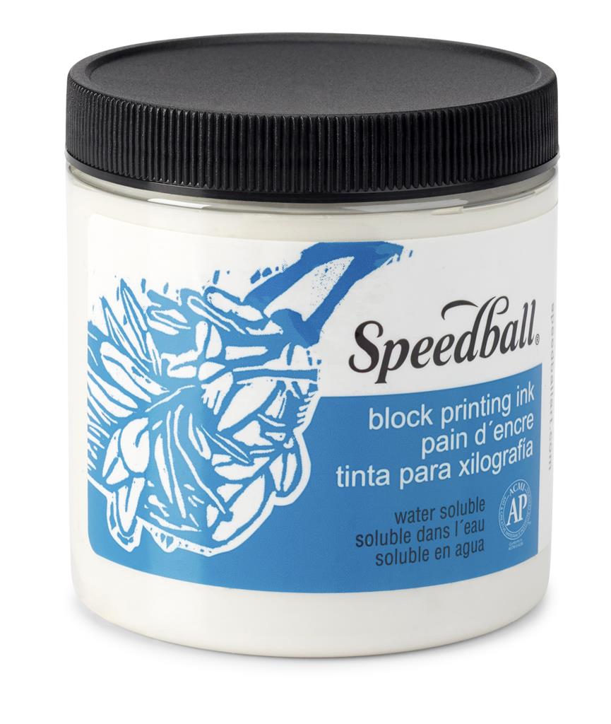 Speedball Water-Soluble Block Printing Ink Platinum White 8oz (3817)