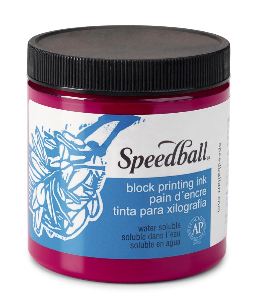 Speedball Water-Soluble Block Printing Ink Process Magenta 8oz (3827)