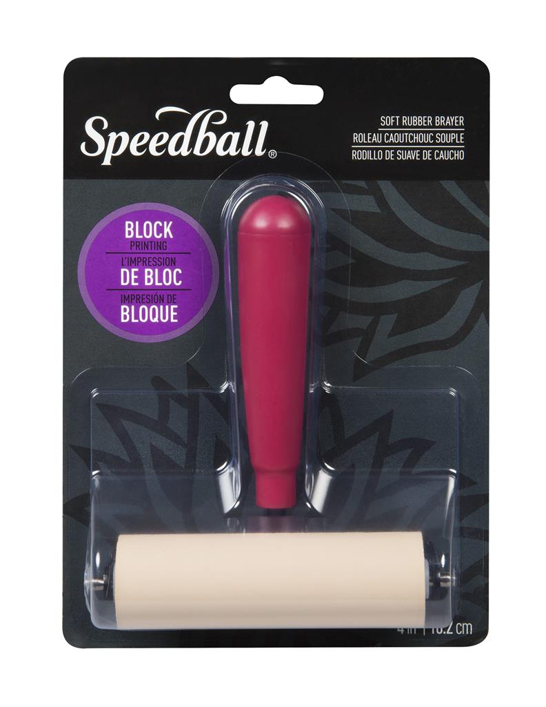 Speedball Soft Rubber Brayer Ink Roller 4.0" Heavy Duty Steel Frame Plastic Core Carded