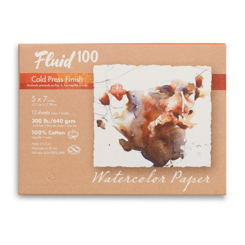 Speedball Fluid 100 Cold Press 5" x 7" 640gsm Watercolour Block (12shts)