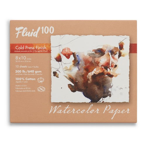 Speedball Fluid 100 Cold Press 8" x 10" 640gsm Watercolour Block (10shts)