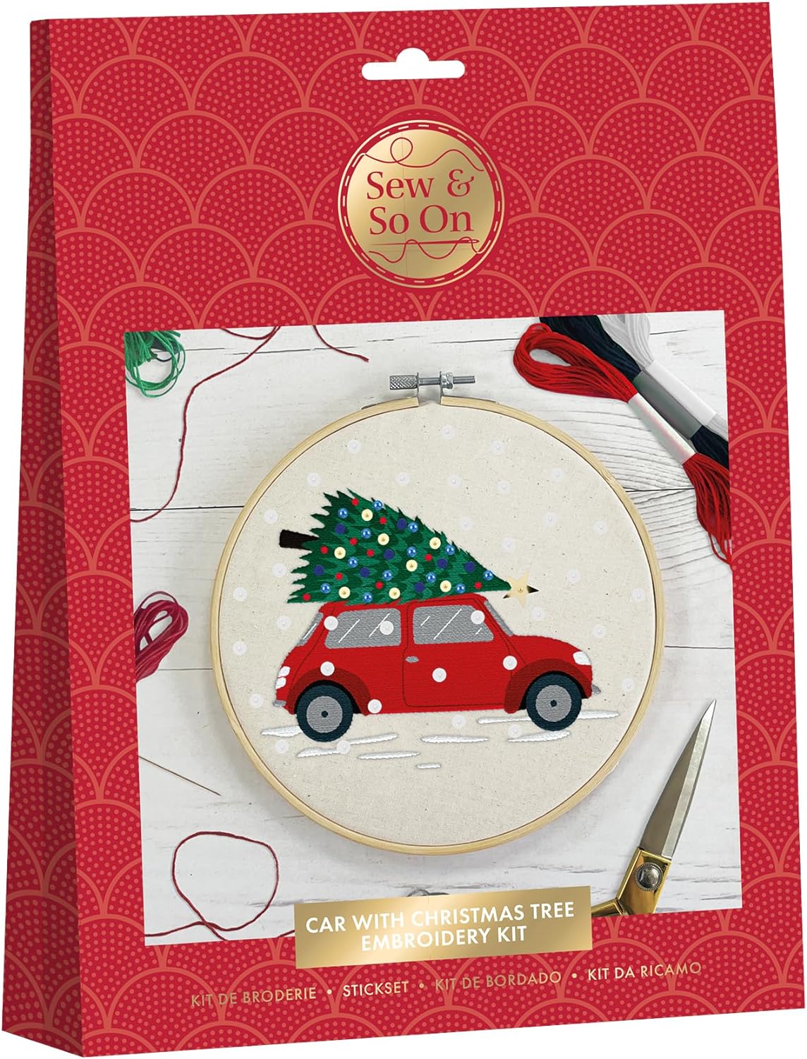 Sew & So On Embroidery Kit - Car with Christmas Tree