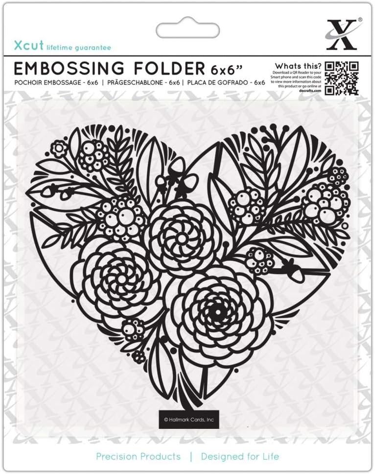 Xcut 6" x 6"  Embossing Folder - Floral Heart