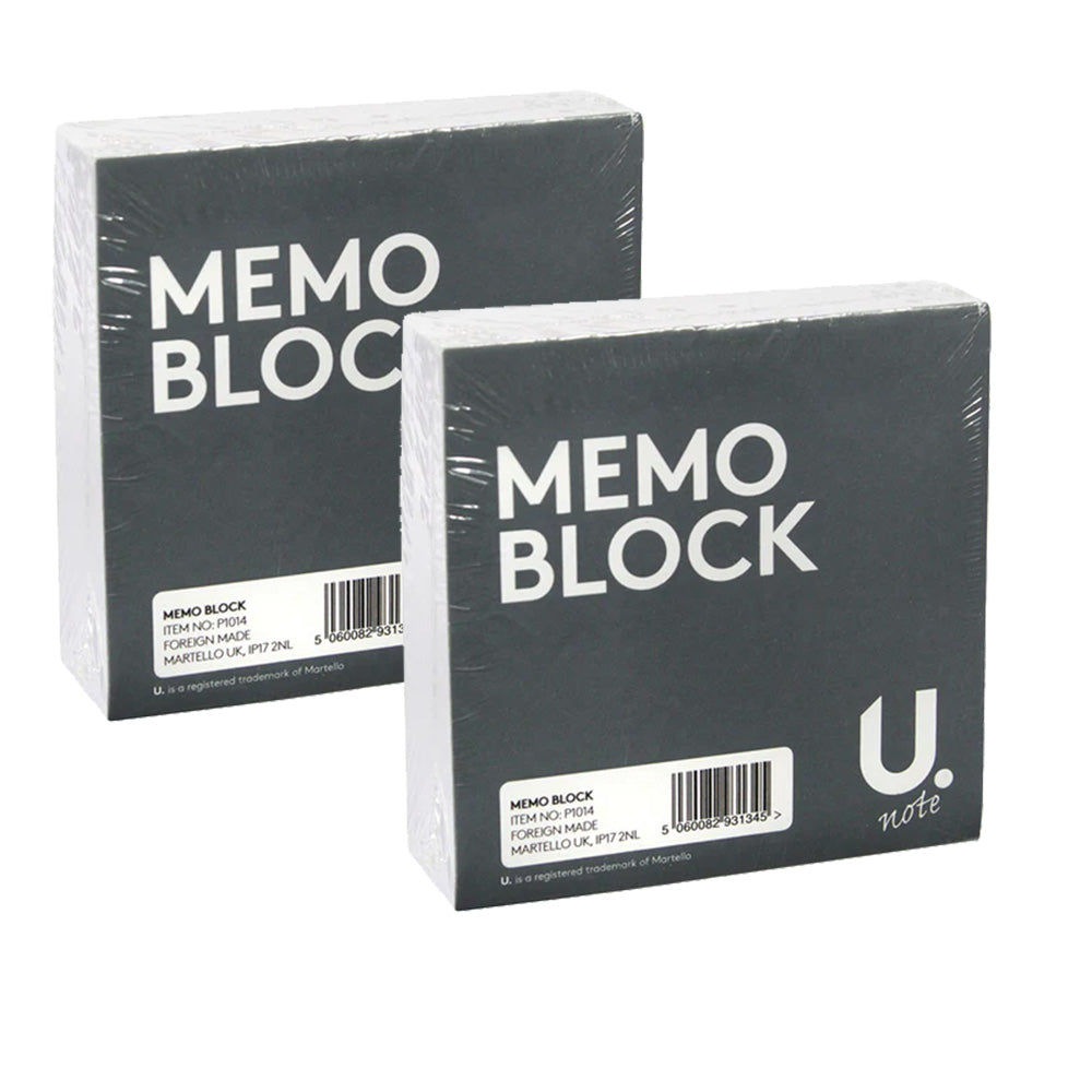 U.Note Memo Block White 90mm x 90mm 340sht (TWO PACKS)